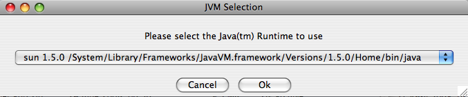 Installing MySQL Monitor on OS X: Java
                Selection